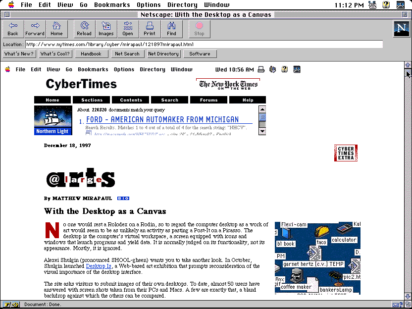 New York Times, With the Desktop as a Canvas