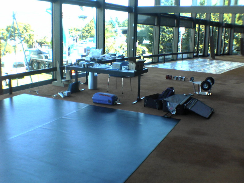 installation process, "electronic life forms" project in background