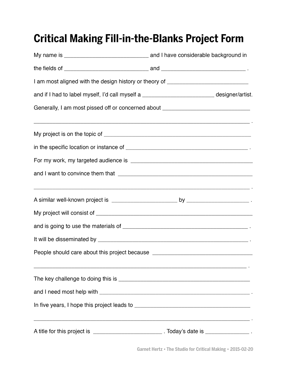 Fill-in-the-Blanks Project Form